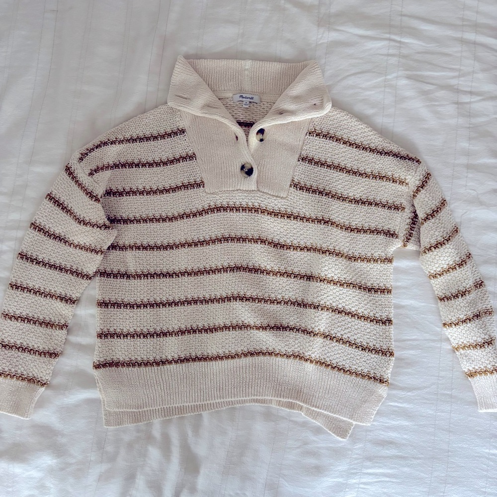 Madewell Canby Button Mockneck Sweater, Size M